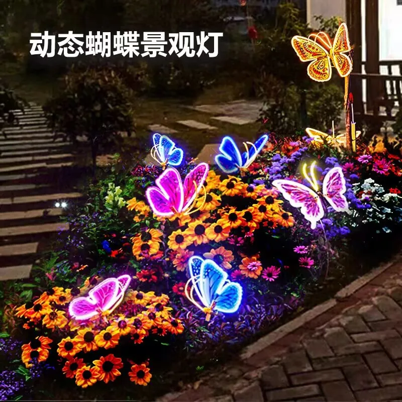 butterflies decoration colorful 40CM simulated dynamic insect butterfly led lights