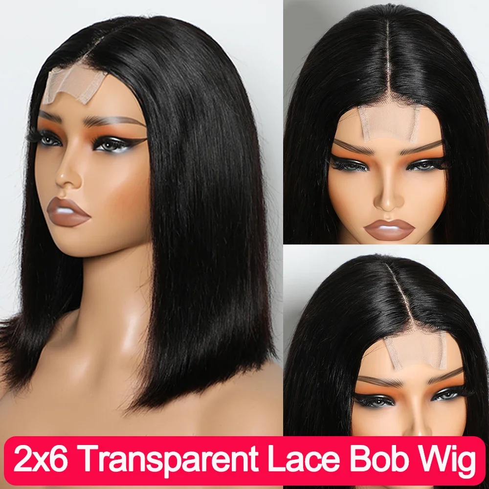 

Bone Straight Double Drawn Vrigin Vietnamese Human Hair Straight 2*6 Lace Bob Wigs Middle Part Hairline Short Bob Wig