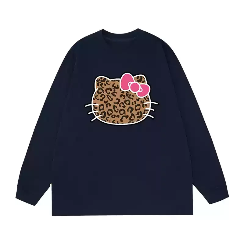 Cartoon Hello Kitty T-shirt women's autumn new top long-sleeved casual couple pure cotton bottoming shirt Sanrio women's T-shirt