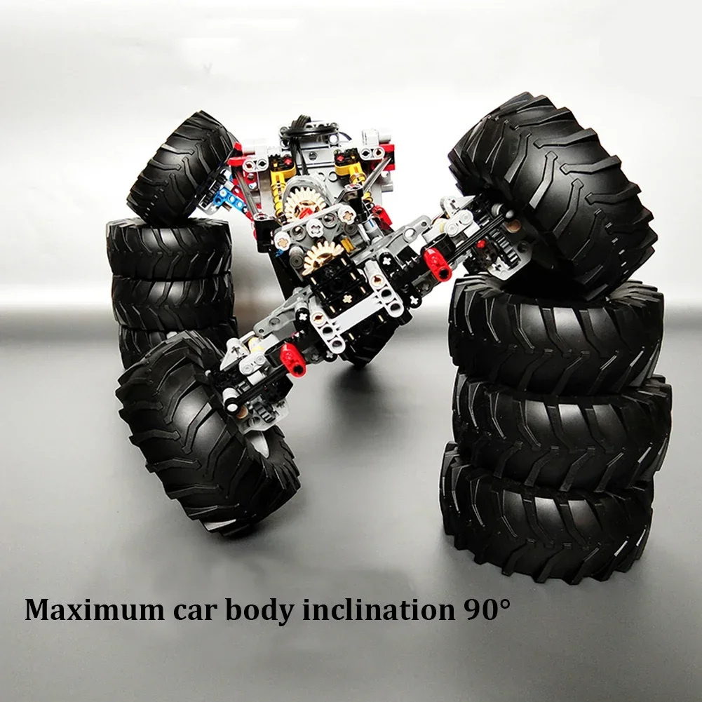 4WD RC Car Chassis Electric Drive Climbing Car Off-Road Technical with Suspension Shocks 8CH APP Remote Control MOC PF 8882 8878