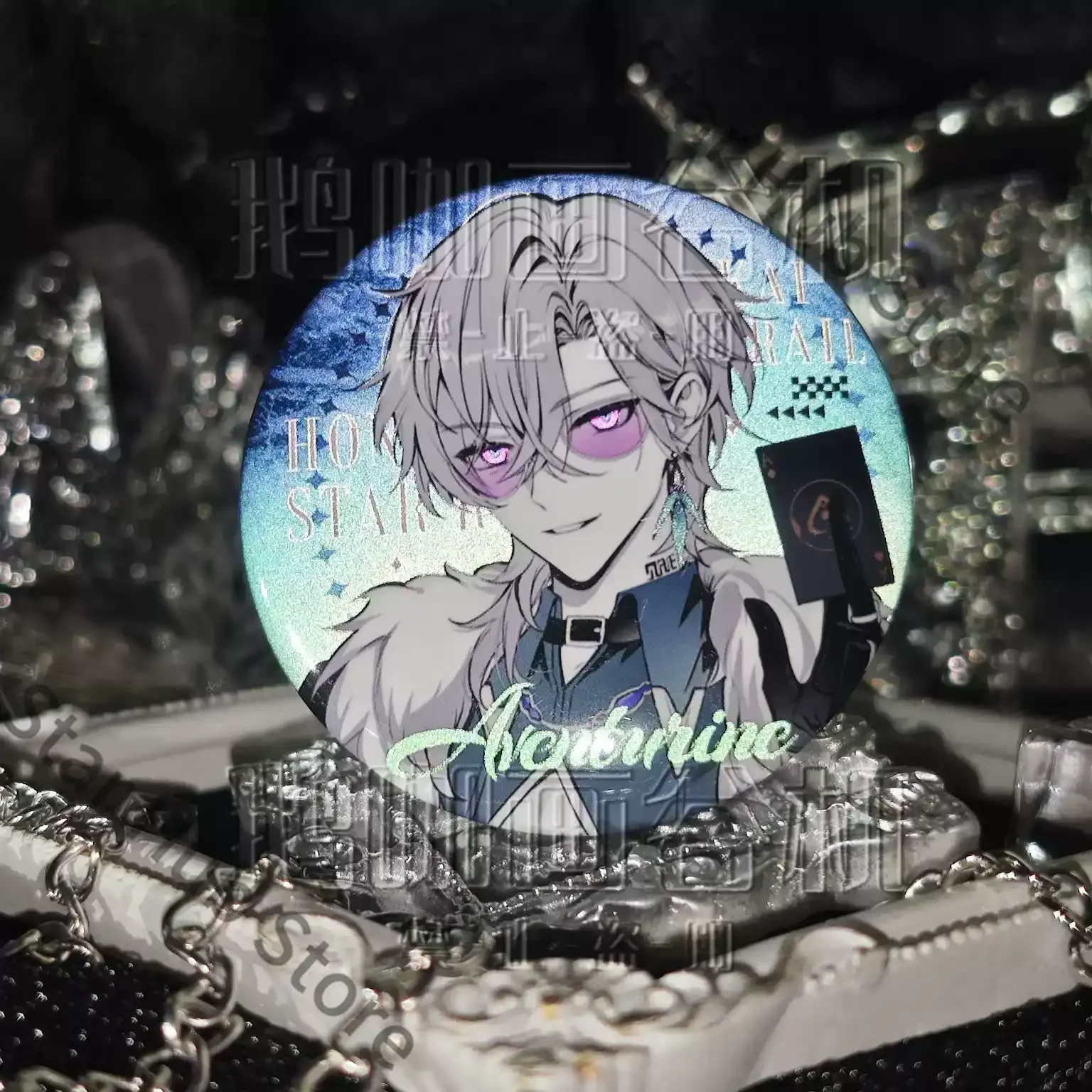 Honkai: Star Rail Aventurine Cosplay Anime Laser Ticket Double Flash Reflect Light Badge Tickets Stub Instant Camera Game Gifts