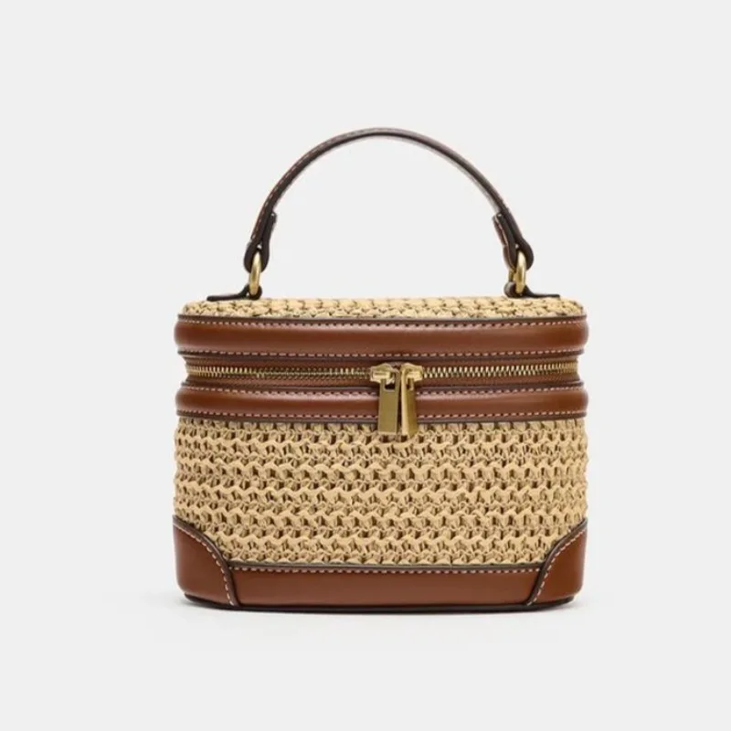 

2026 Casual Vintage Summer Beach Bag Fashion Straw Box Women Handbags Designer Pp Straw Woven Small Tote Shoulder Crossbody Bags