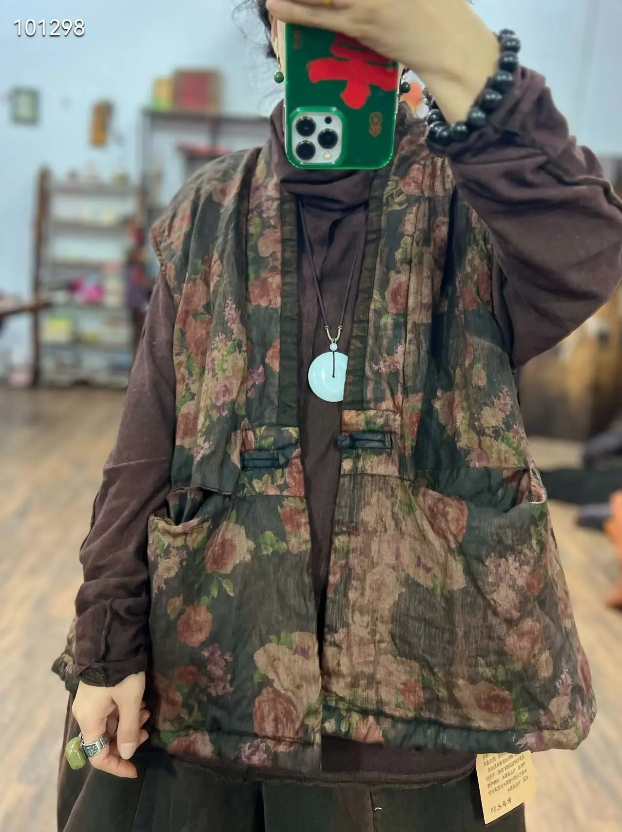 

Льняной хлопковый жилет с V-образным вырезом на пуговицах, с вышивкой цветочным узором, в стиле ретро, на одной пуговице