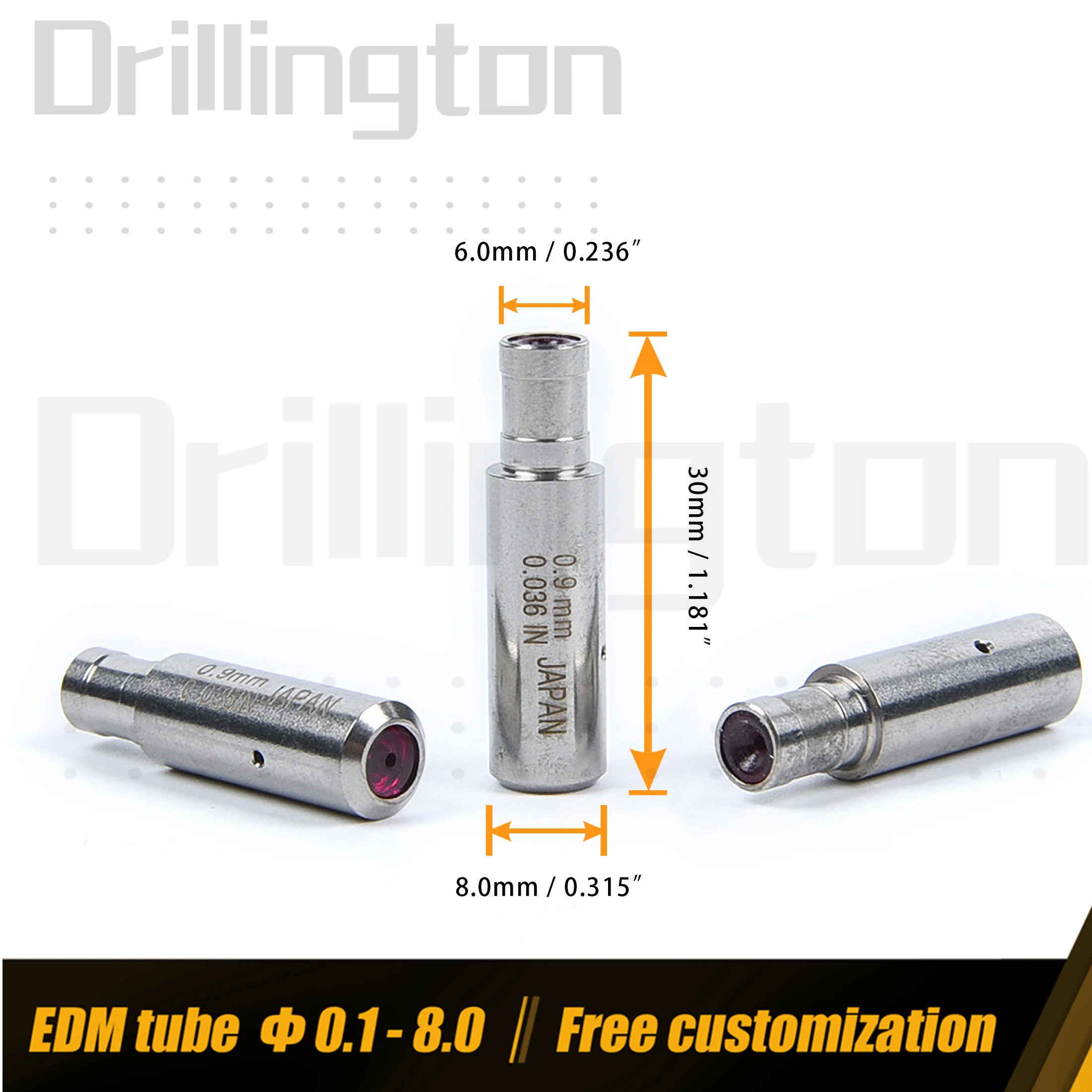 EDM Electrode Guide 8 x 30 Ruby Guide, EDM Tube Guides, EDM Drilling Parts 0.1mm - 3mm Holder for EDM Small Hole Drilling