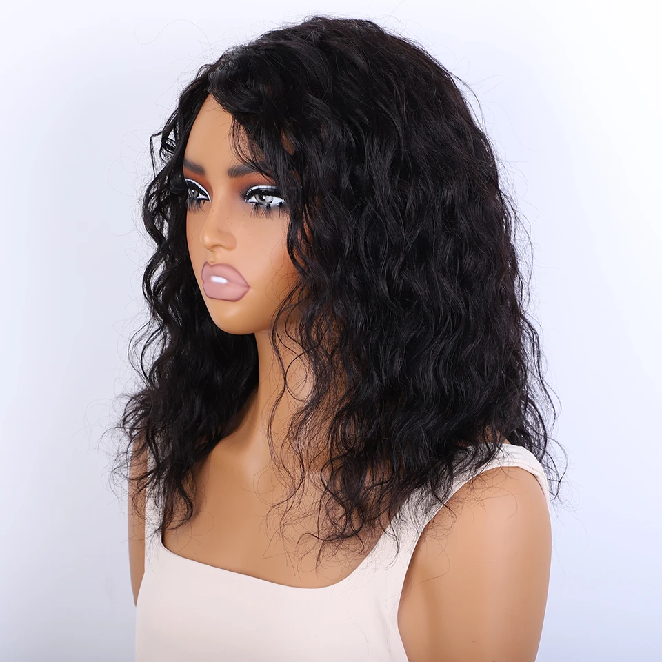 Sleek Brazilian Deep Water Jerry Curly Human Hair Wigs With Fringe Bang Nature Black Dark Wigs 30# Brown 4# Bob Wigs Remy Hair