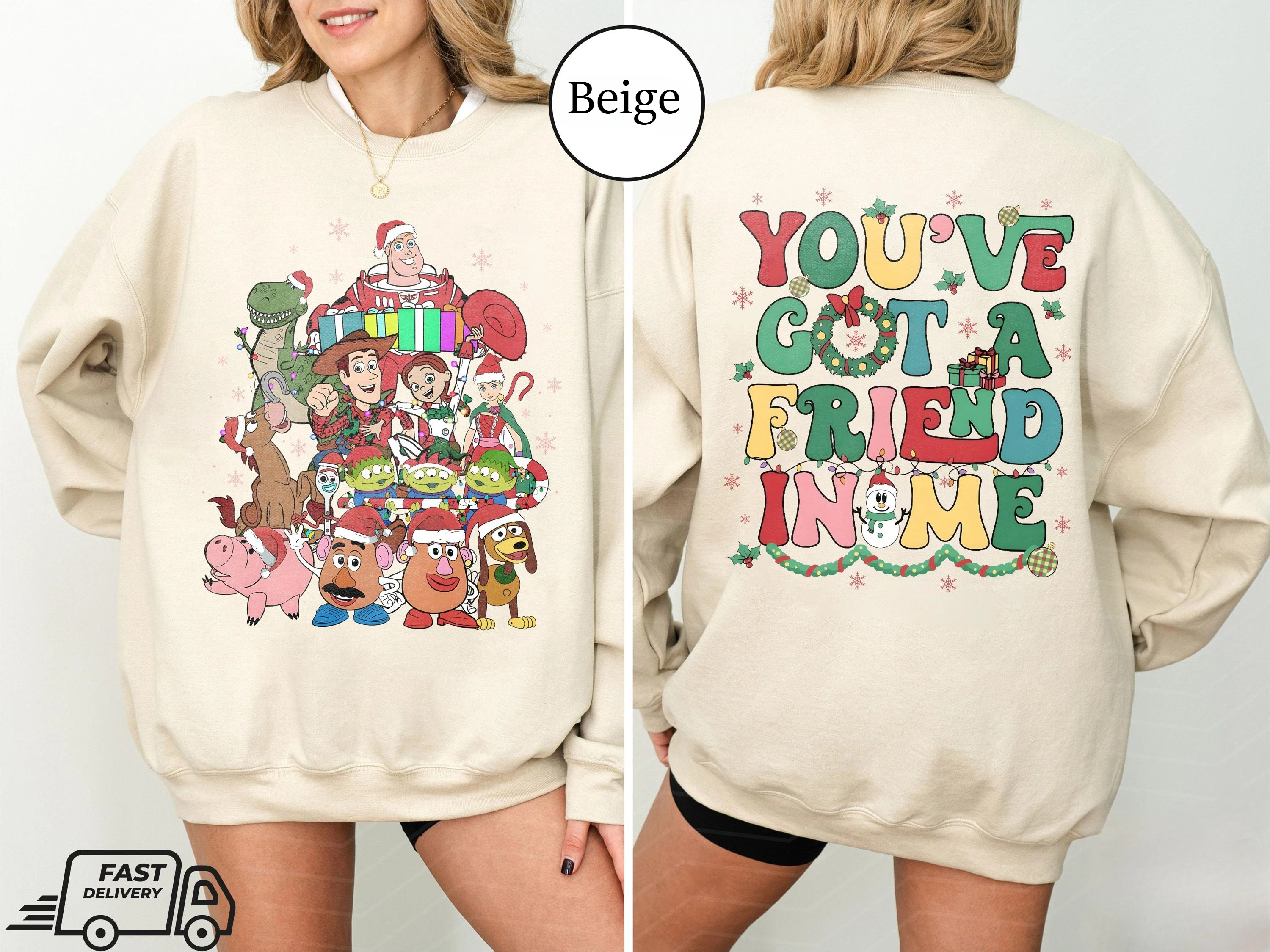 Bluza dwustronna Disney Pixar Toy Story na Boże Narodzenie, koszulki na przyjęcie świąteczne Disney Family Christmas Party 2026, Ty masz przyjaciela w mnie