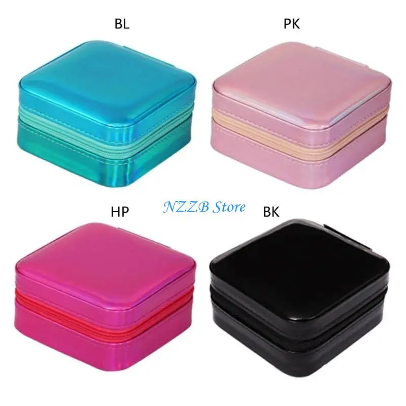 

T21F Small Portable Jewelry Box PU Leathers Travel Storage Cases for Rings Earrings Necklace Bracelets for Women