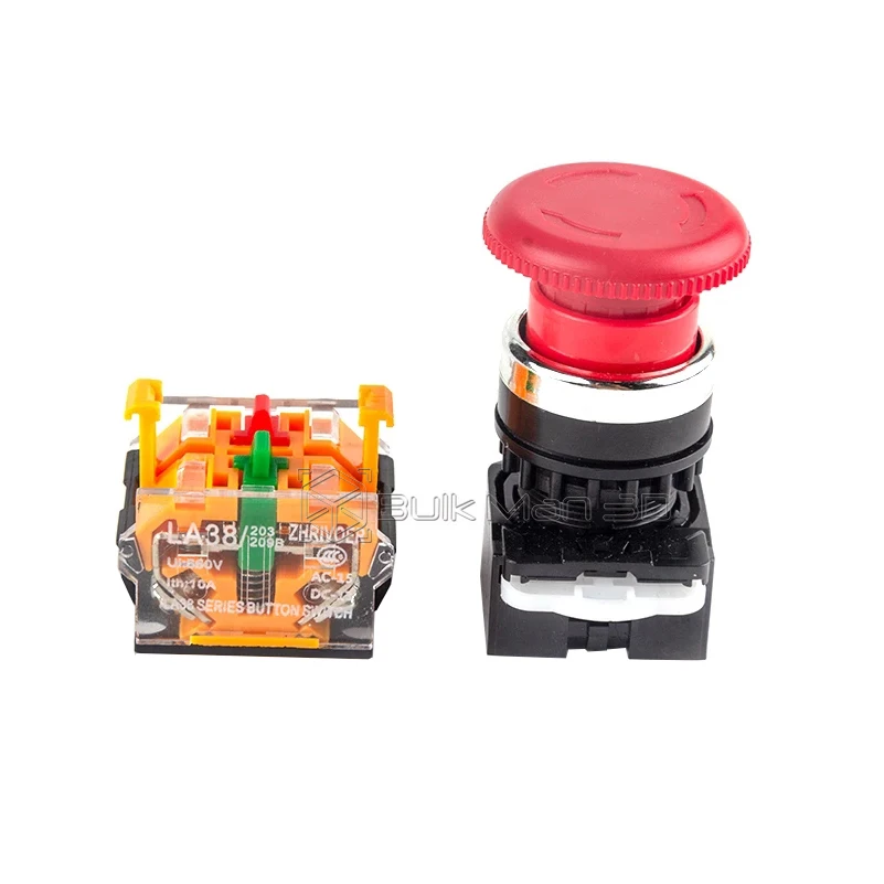 22mm LA38-11ZS D'urgence Arrêt Autobloquant Puissance Électrique plus lente pièce Push Switch Bouton 10A/440V