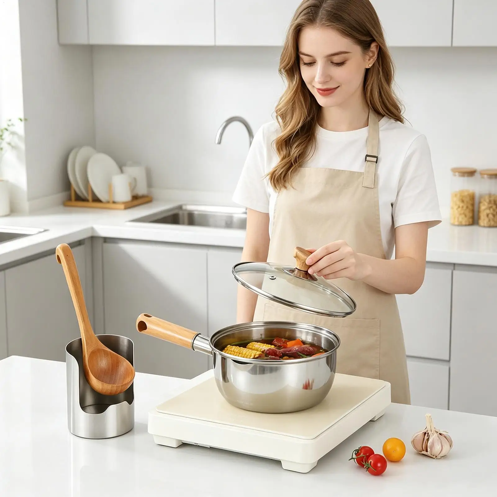 Kitchen Spoon Lid Rest Rack Stainless Steel Vertical Organizer Washable Utensil Storage Holder For Home Kitchen Countertop