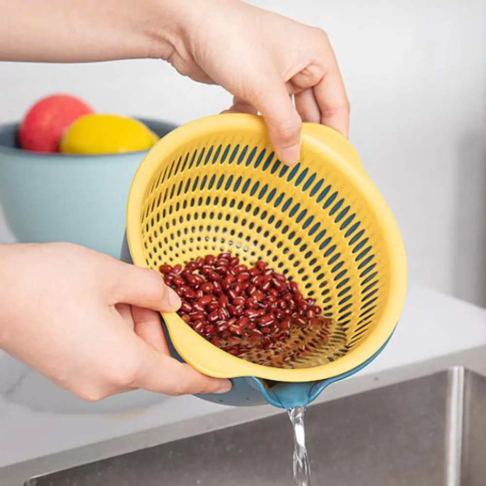 

Double Layer Drain Basket Large Size R om Color Kitchen Tool Vegetable Washing Basket Fruits Filter Storage Container Mesh