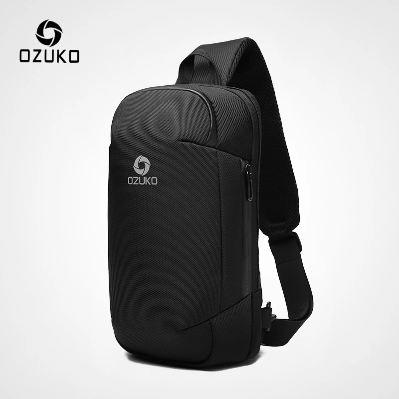 OZUKO New Men Anti Theft Crossbody Bags Fashion Male 9.7inch iPad Messenger Bag USB Charging Shoulder Bag Waterproof Sling Bag