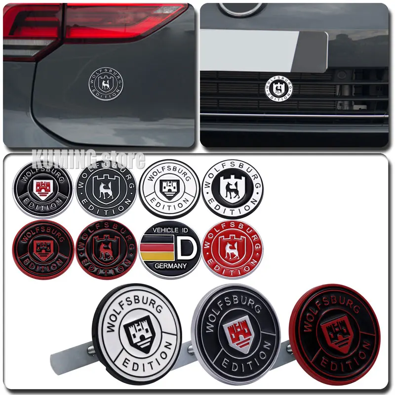 German Wolfsburg Emblem Decal Car Body Badge For VW Golf R 3 4 5 6 7 8 MK3 MK4 Passat Tiguan Touareg 3D Metal Sticker