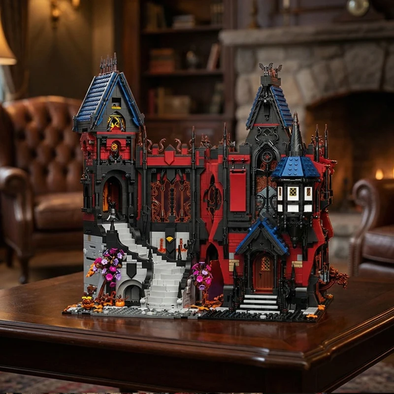 Klemmbausteine Vampir-Mittelalter-Schloss Baustein-Set, Filmstadt-Architektur, Modulares Montagemodell, Ziegelstein-Dekoration, Kreatives Spielzeug, Geschenke für Erwachsene, 3900 Teile