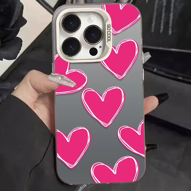 حافظة فضية فاخرة على شكل قلب الحب مطلية بالكهرباء لهاتف سامسونج جالاكسي S25 Edge S24 S23 S22 S21 S20 Ultra Plus FE A56 A36 A26