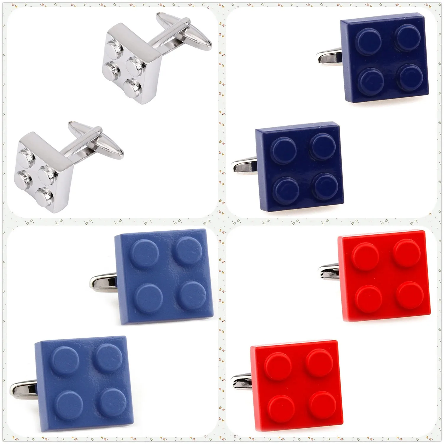 4 Styles TZG Fashion Cufflinks Mens Cuff Links Building Block 1 Pair