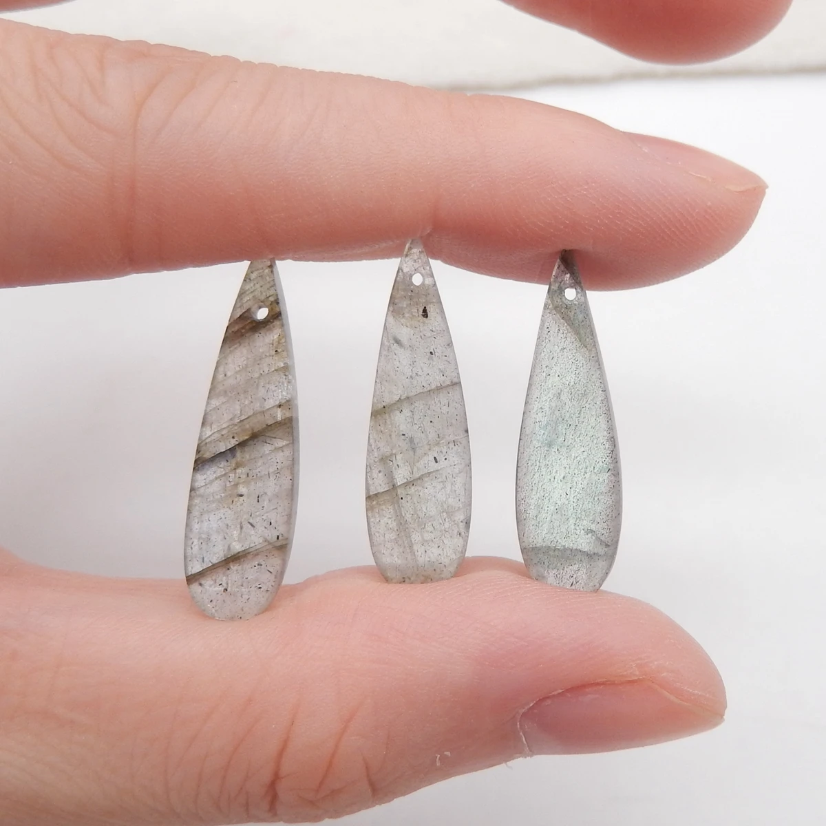 Natural Labradorite Flashy Waterdrop Beads Lot, 6PCS Beads