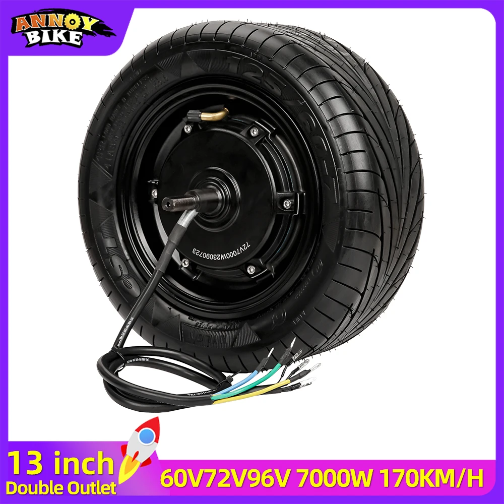 

170km/h 13 Inch 60V 72V 96V 7000W Hub Motor Electric Scooter Motor Wheel 70N.m 60H Bicycle Double Outlet Conversion High Speed