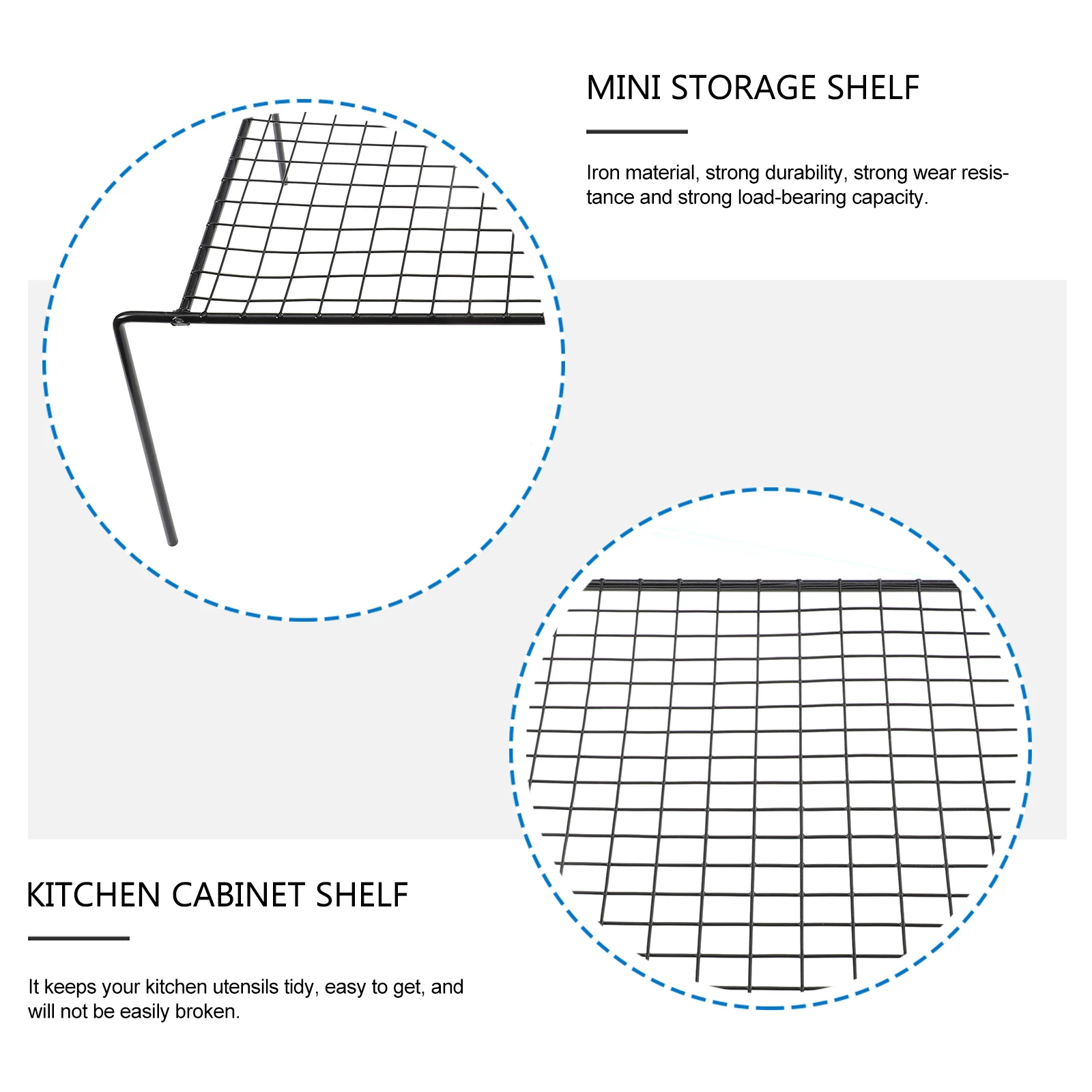 

1Pc Kitchen Cabinet Expandable Shelf Iron Strong Durability Wear Resistance Counter Stackable Organizer Storage