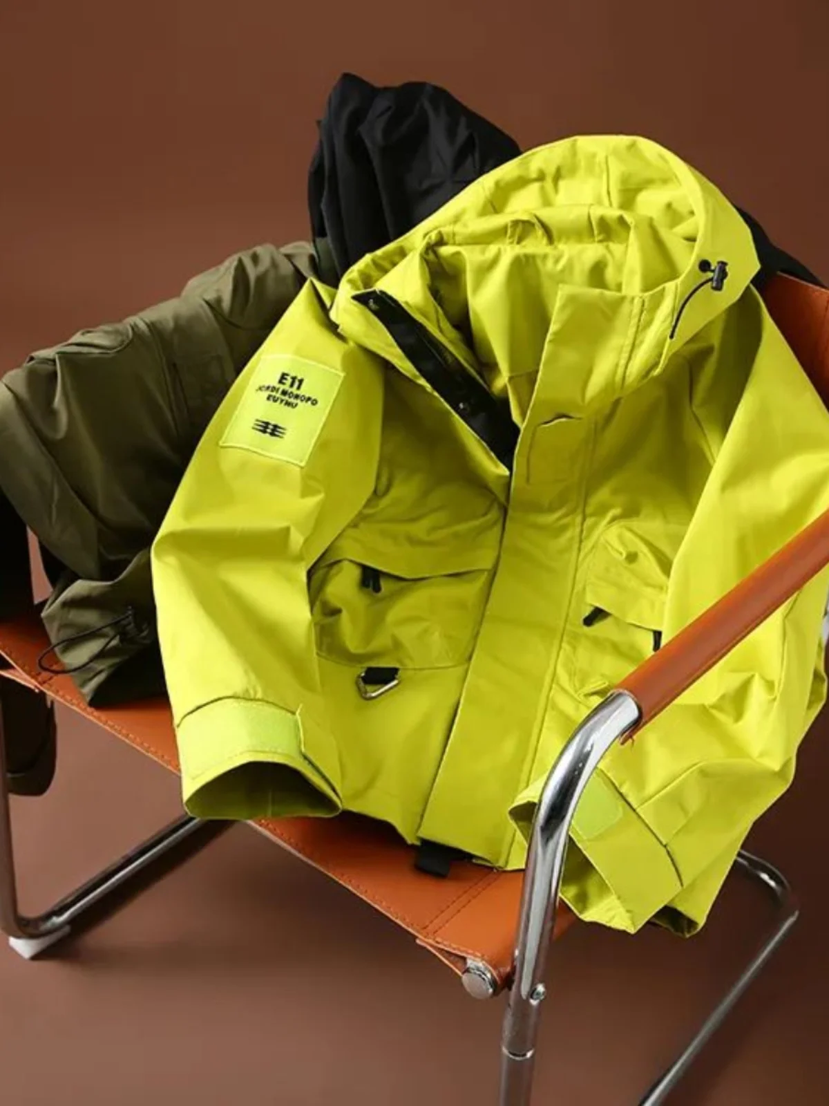 Offline 3K Function Outdoor Men's Couple Workwear Loose Version Jacket Youth Trendy Long Sleeve Zipper Closure Casual Coat