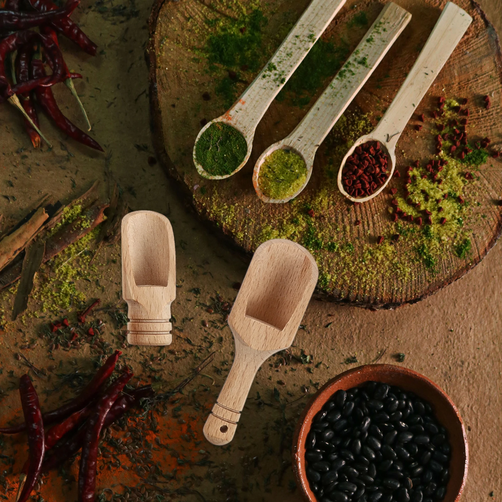 

9 Pcs Salt Spoons Mini Tea Scoops Coffee Powder Gadgets Eco Friendly Small Wooden Spoons Materials Easy Storage