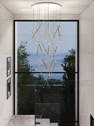 LED Strip Pendant Light Minimalist Lighting Modern Living Room Chandelier Villa Restaurant Cylindrical Staircase Pendant Light