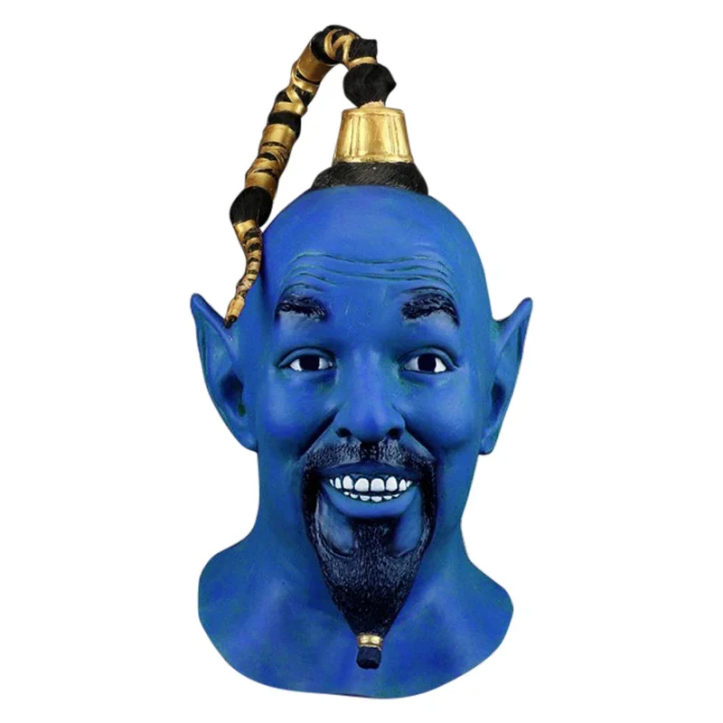 Magic Lamp Genie Headwear Mask Cartoon Male Cosplay Costume Accessories Men Adult Helmet For Halloween Party Role Play Prop Gift