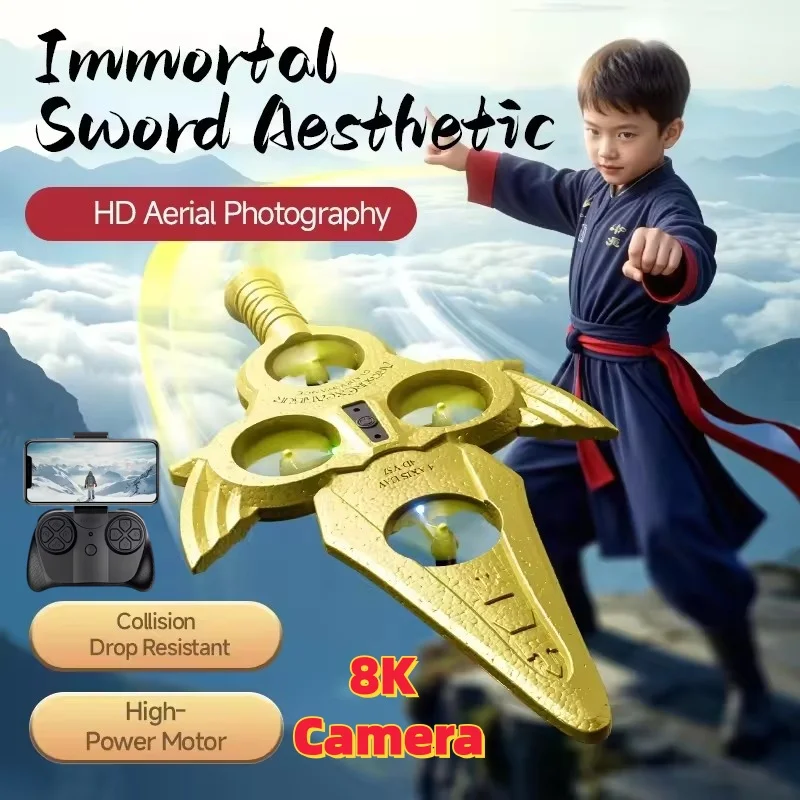 Optical Flow Positioning 8K Camera Remote-Controlled Drone 360°Flip Toss to Launch RC Glider Airplane Colorful Lights Quadcopter