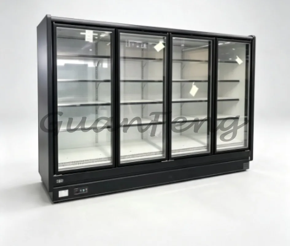 Commercial Upright Glass Door Beverage Refrigerator, 3‑Door Drink Display Chiller Freezer for Supermarket Retail Store