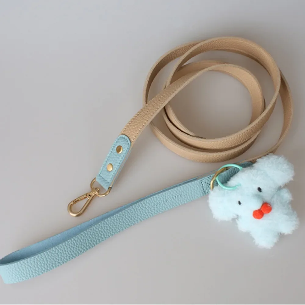 Dog Collar Leash Set with Cute Bear Leather Frosted Waterproof Collar for Small Dog Fashion Puppy Kitten Chihuahua Collar Leash