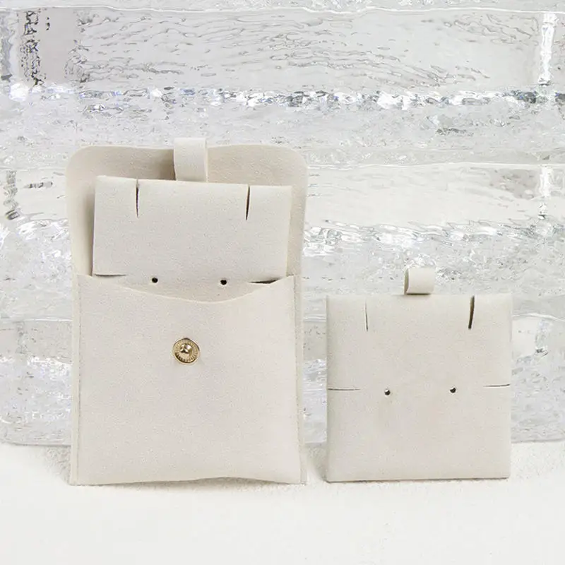 Jewelry Gold Snap Button Bags Chic Small Wedding Favor Bag Microfiber Pouch For Jewelry Ring Necklace Earring Bag Display Simple