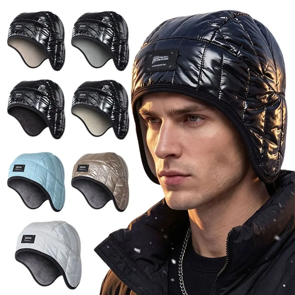 Fleece Lined Winter Ear Flap Hat Water Repellent Heat Retaining Fleece Lined Hat Windproof Double Layer Cold Weather Hat Skiing