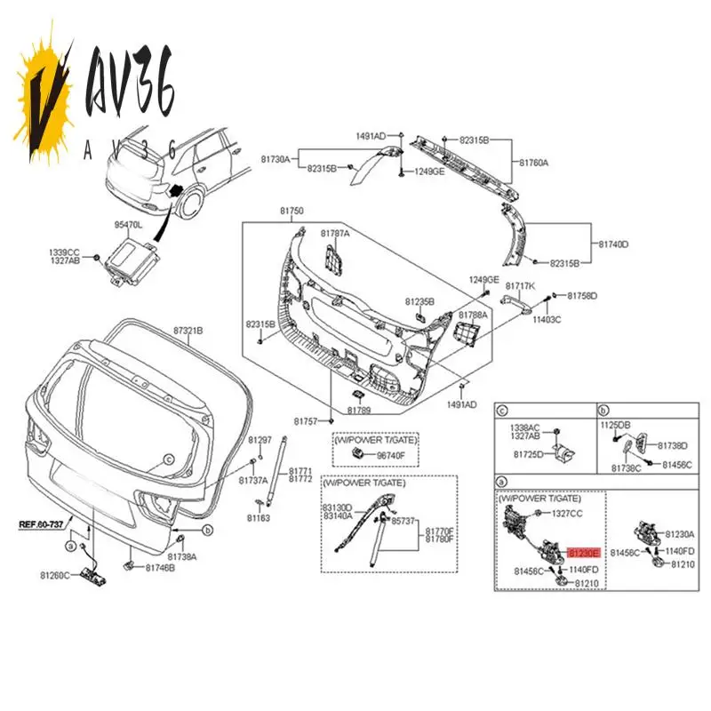 

AV36-81230-C5100 Car Rear Tail Gate Latch Actuator Motor Tail Gate Latch Actuator For Kia Sorento 2016-2020 81230C5100