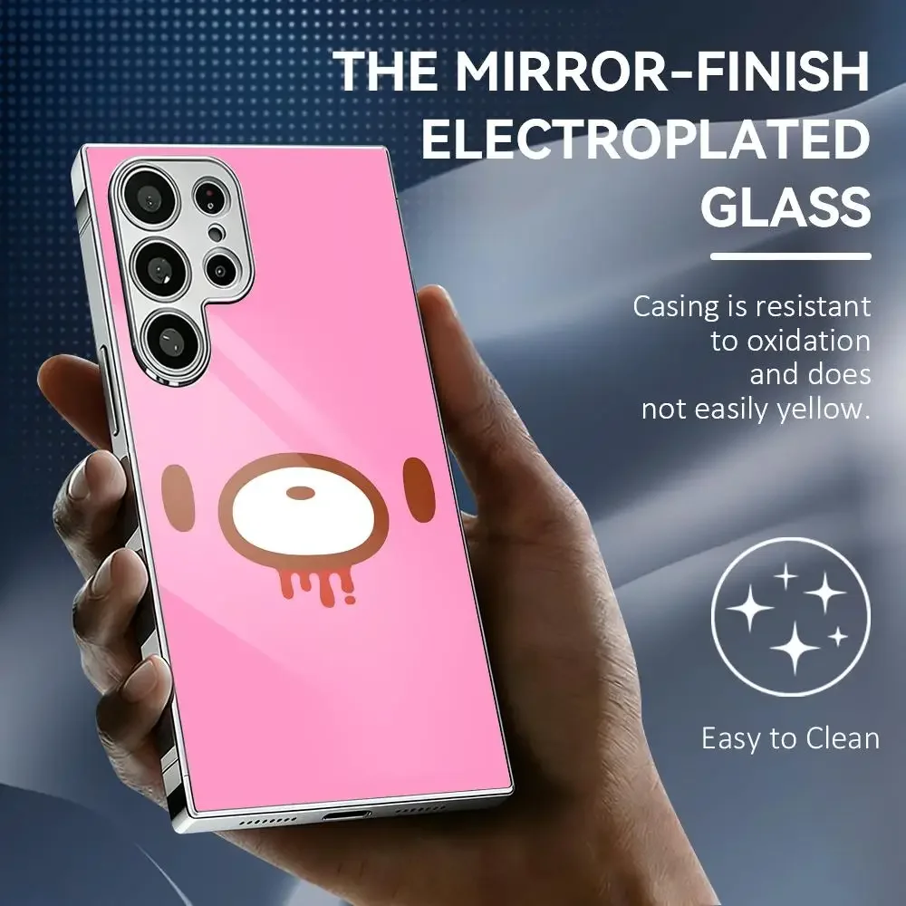 G-Gloomy B-Bear Cartoon Phone Case For Samsung Galaxy S25 S24 S23 Ultra Electroplated Metal Frame Shockproof Cover Phone Case