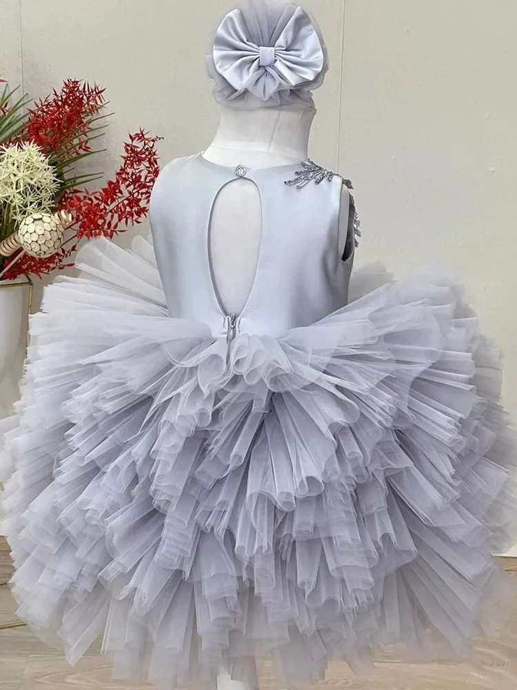 

New Summer Dress for Girls 1 to 12 Yrs Children's clothing Cute Kid's Birthday Princess Dress Solid Elegant Wedding Party Dress