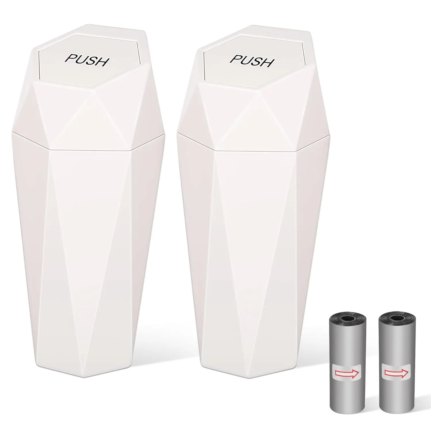 

Mini Car Trash Can with Lid, 2 Pack Beige, Leakproof Vehicle Garbage Bin for Car Home Office