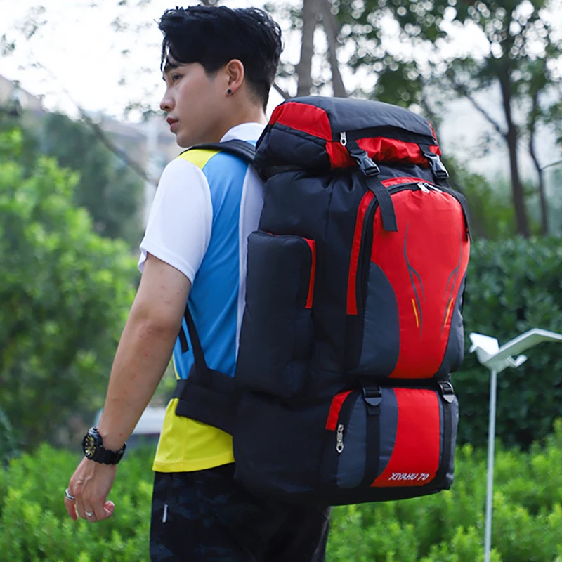 

Men Tactics Sports Mountaineering Fishing Water proof 70L Travel Backpacks Outdoor Black Women Camping Backpack