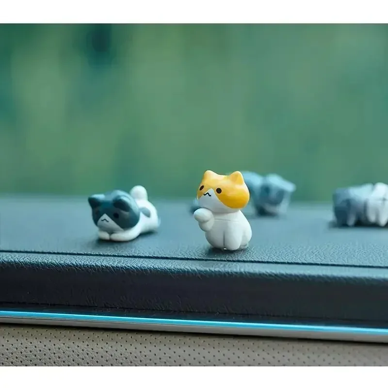 6Pcs Cute Mini Cartoon Cat Ornaments, Car Screen Edge Decoration, Cat Micro Landscape Model Cute Car Accessories Gifts image 6