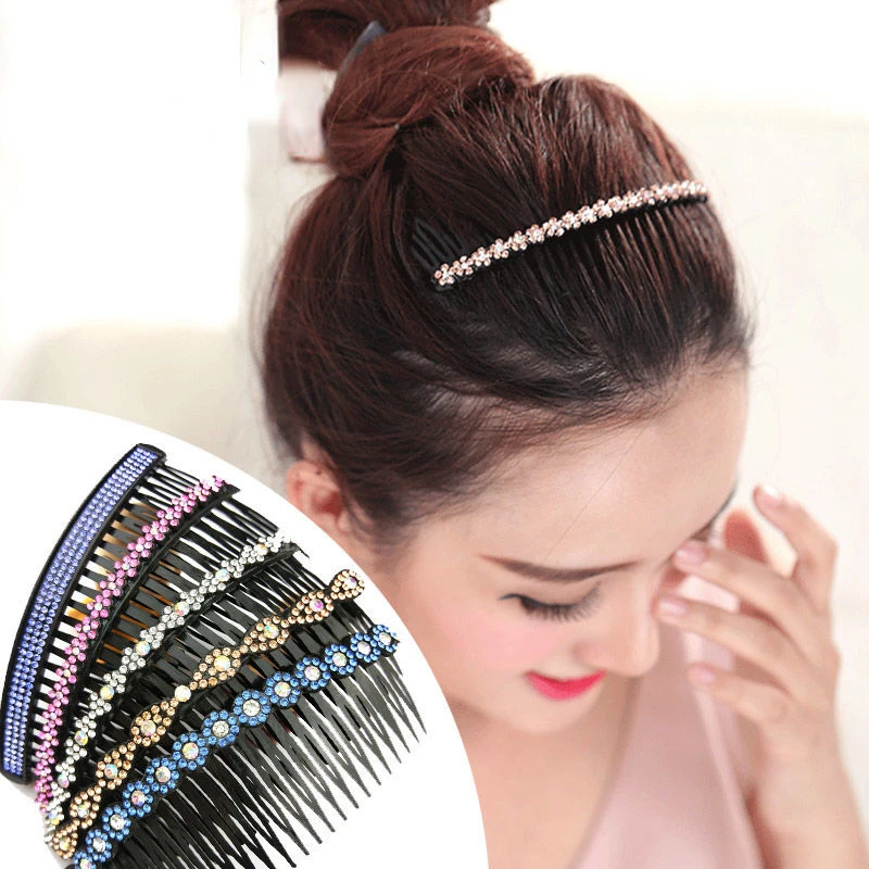 Rhinestone Crystal Comb Clip Women Hair Accessories Bangs Clip Back Head Headdress Broken Hair Finishing Tools Hair Clip Hairpin