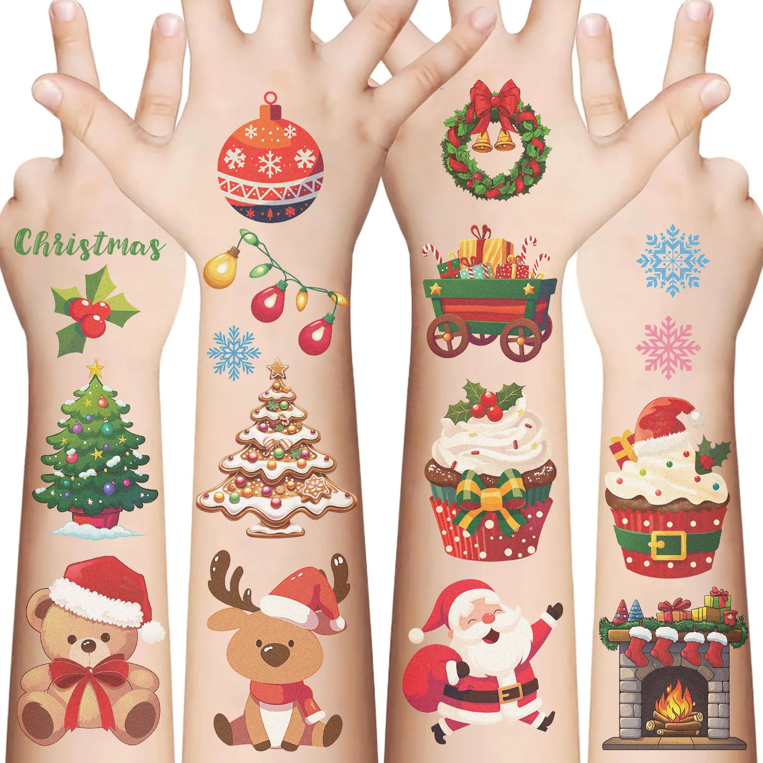 

10Pcs Christmas Tattoo Stickers Tattoos Temporary Stickers Waterproof Cartoon Anime Funny For Gift Reward Toys