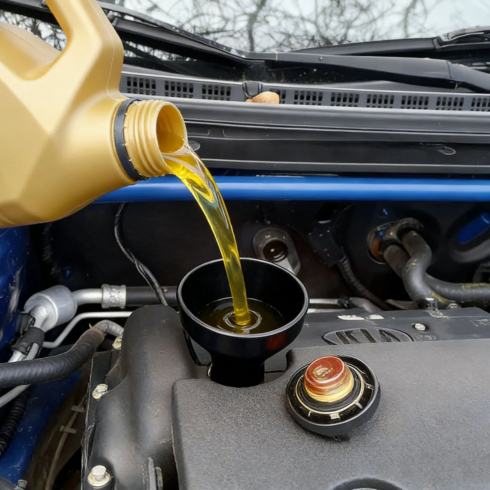 Engine Oil Funnel Filler No-Spill for Hyundai Tucson Creta Elantra Kia Rio Ceed Mitsubishi Lancer Outlander Mirage ASX RVR