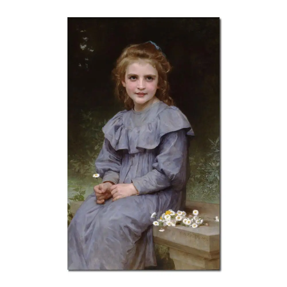 

oil Painting portrait Daisies William Adolphe Bouguereau Hand painted High quality