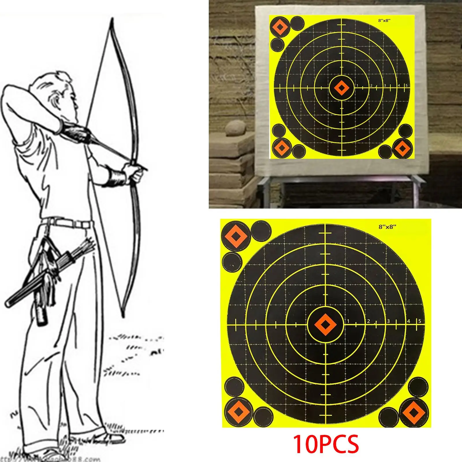 10Pcs 8 inch Shooting Targets, Paper Targets, Self Replacement Splatter Reactive for Shooting Practice, Training, Exercise