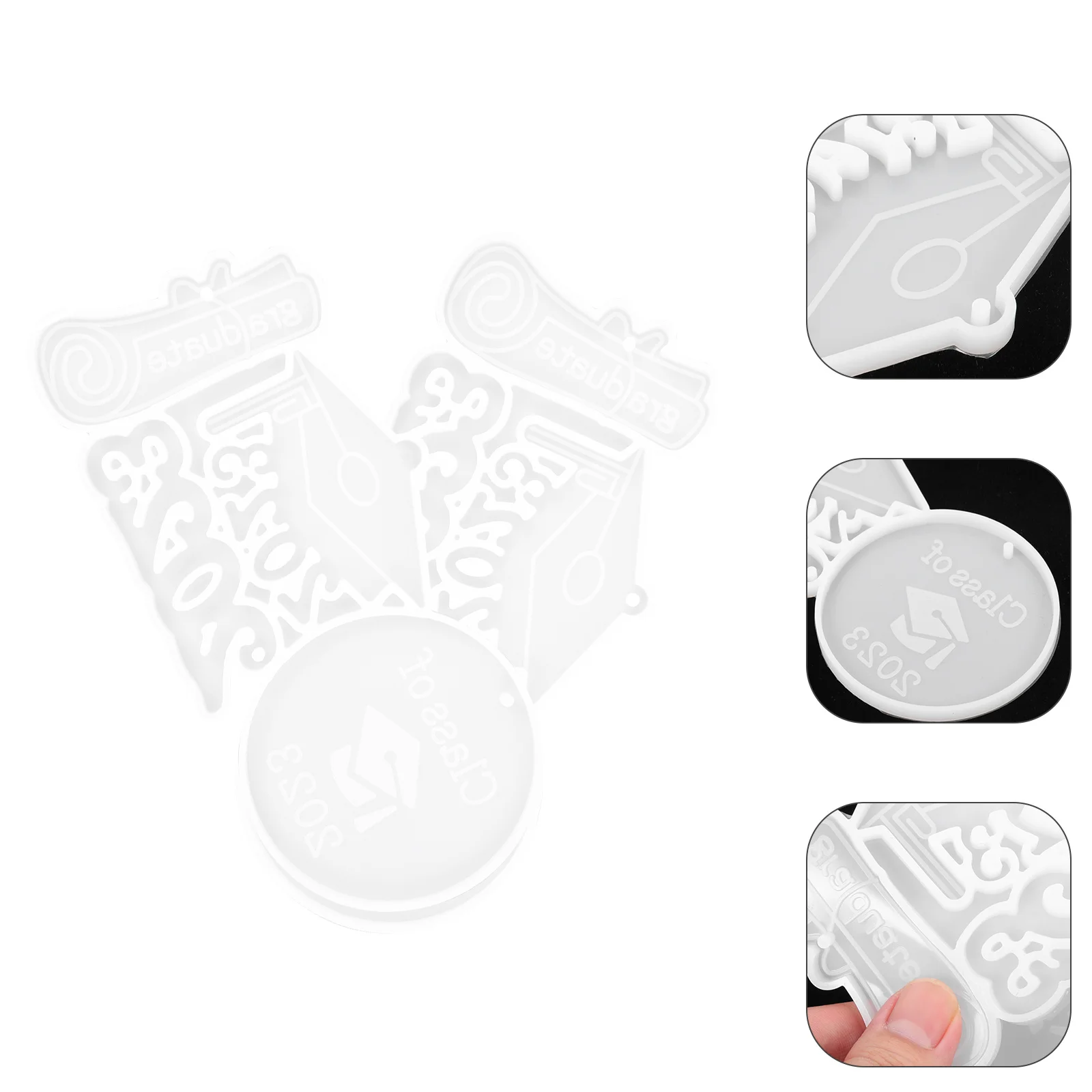 

2Pcs Graduation Cap Keychain Silicone Mold Non Stick Flexible DIY Epoxy Resin Casting Mold Craft Jewelry Decoration