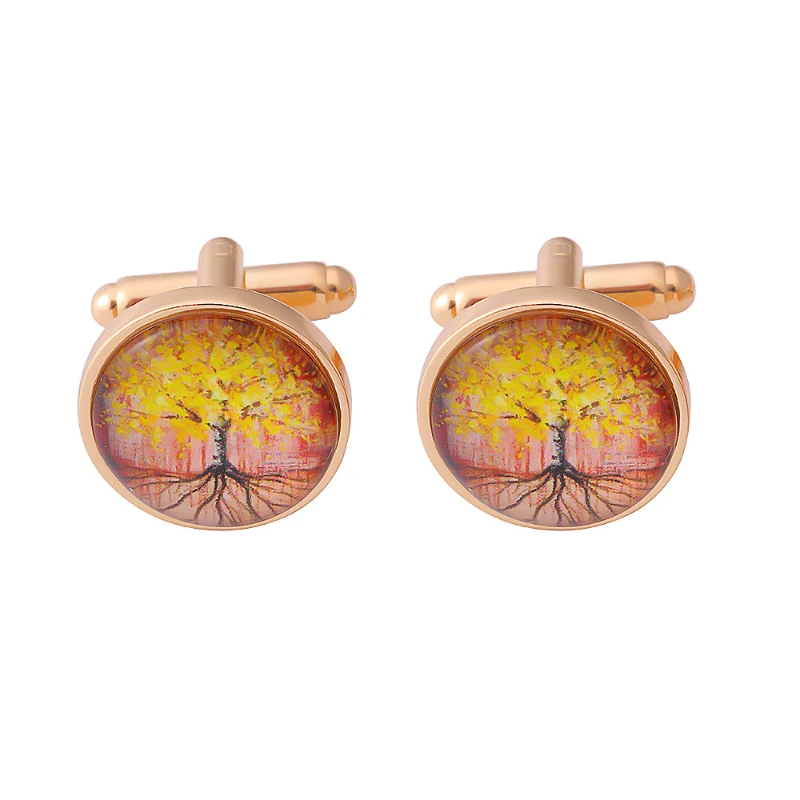 

*Fashion Life Tree Time Gem Men's Sleeves Simple Retro Metal Cufflinks Business Wedding Sleeve Studs Shirt Accessories Wholesale