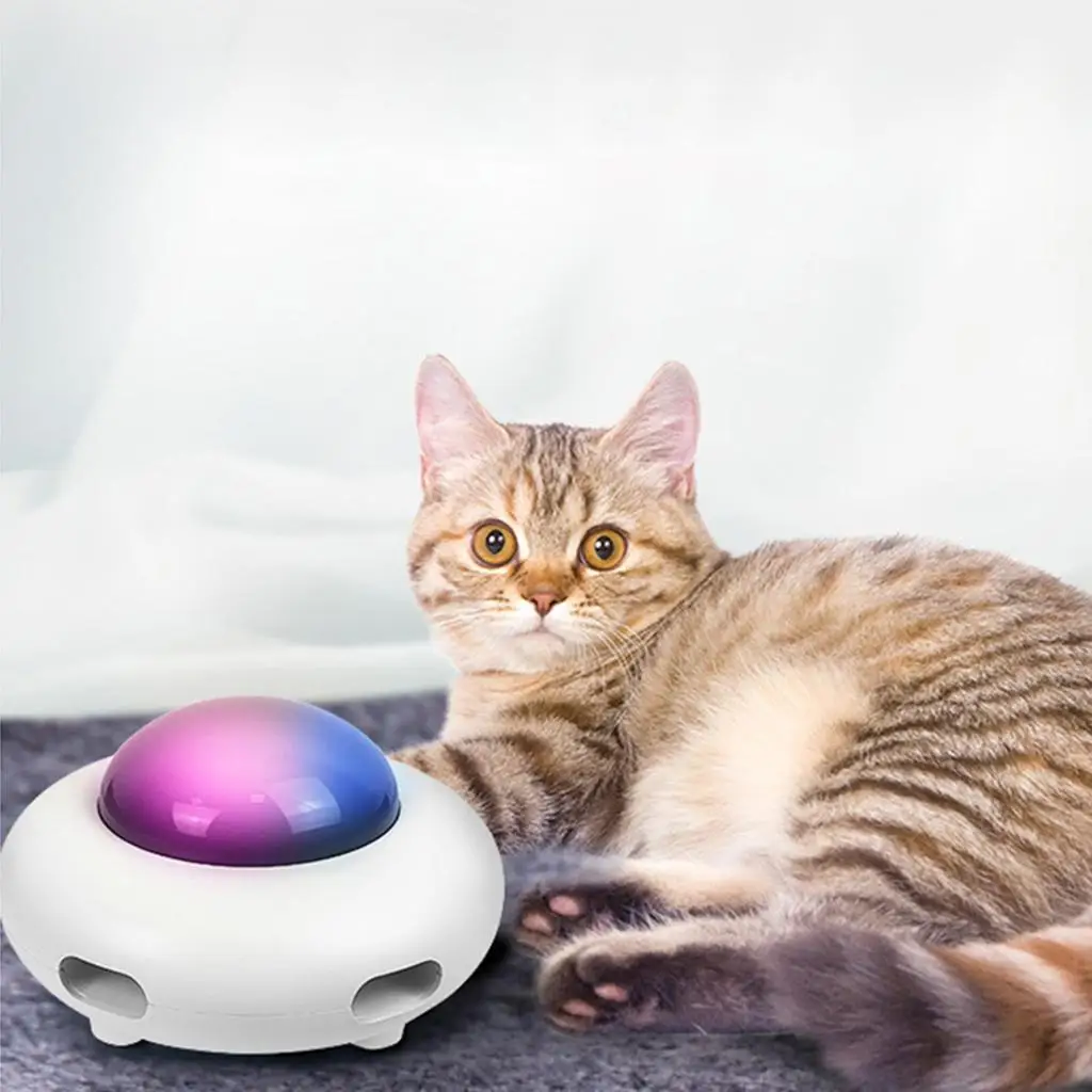 Cute Interactive Cat Toys Automatic Feather Turntable 360° Rotatable USB 3 ModesTeasing Toy Game Play Randomly for Indoor