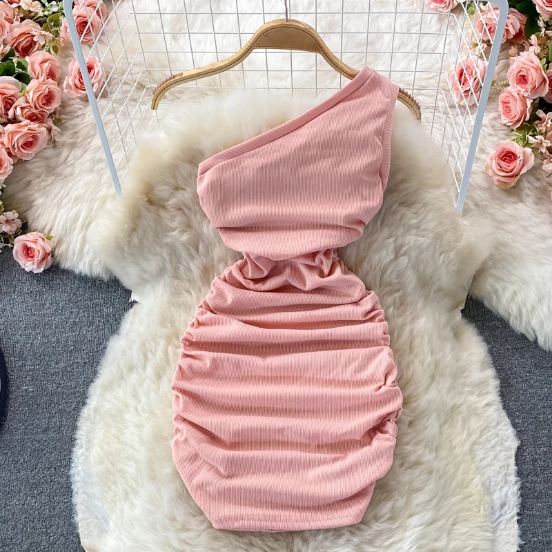 Woman Dress Elastic Bodycon Dresses for Women Skinny Pleated Sexy Vestidos Short Sleeveless Vestido 2026 Spring New