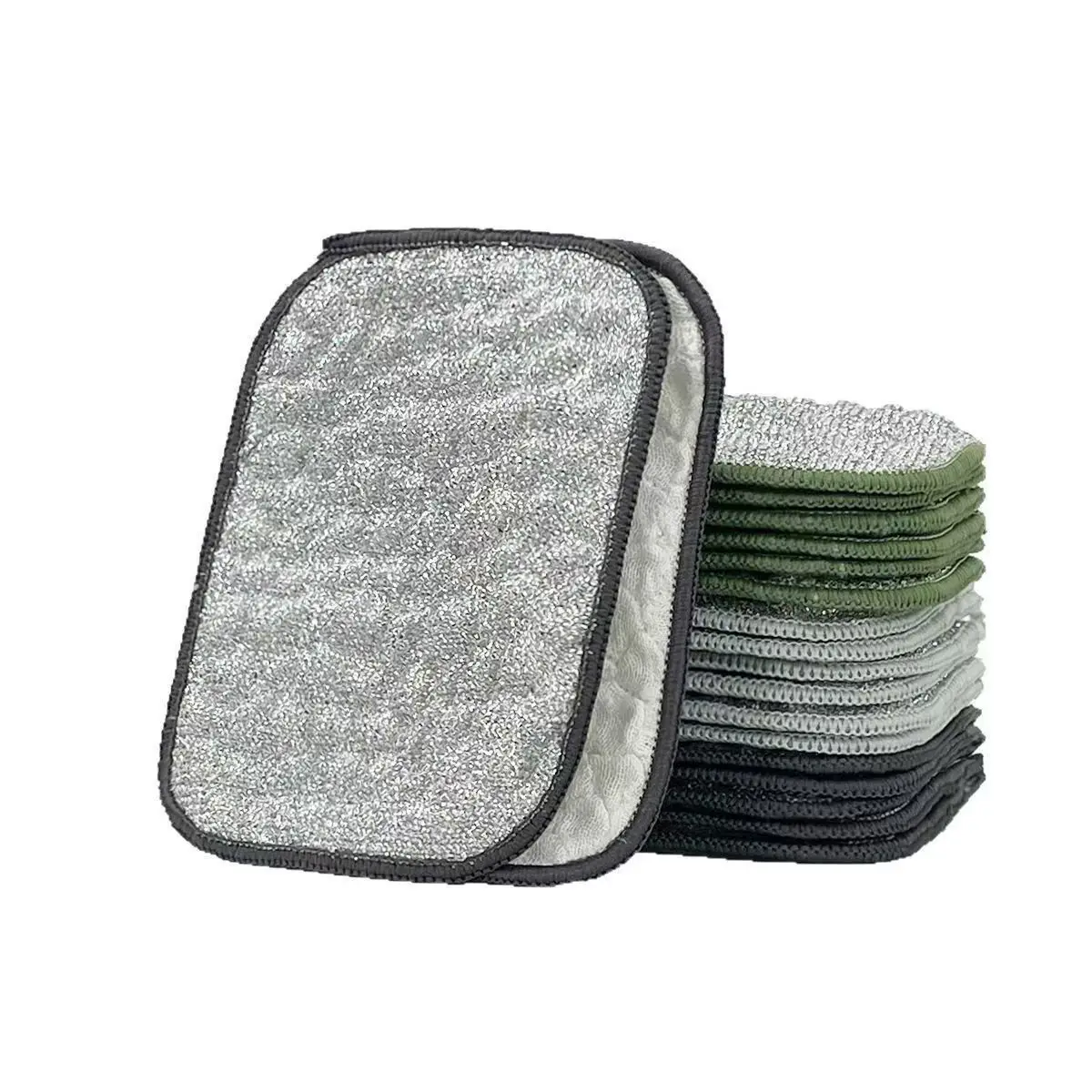 Dishcloth Double Layer Thickened Non-oil Dishtowel Scouring Cloth Absorbent Rag Silver Silk Cotton Yarn Dishwashing 12*16cm Tool