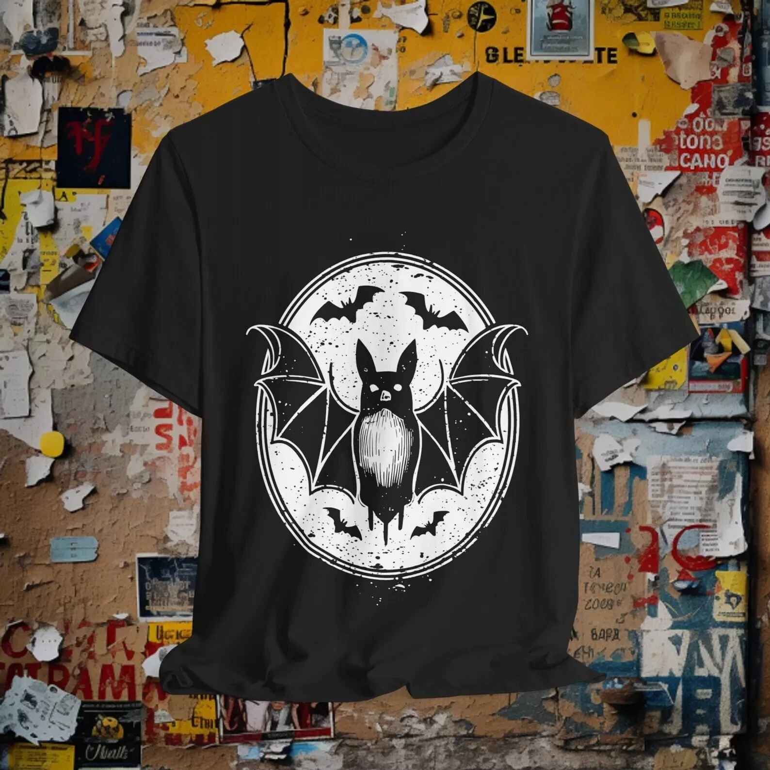 

Готическая футболка с принтом летучей мыши вампира Готический стиль Топ Late Night Рубашка Футболка с призраком Летний повседневный топ Y2K Женская одежда в стиле Харадзюку