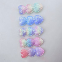 30Pcs Three Heart Padded Applique For Children's Headband Hair Clip Accessories Hats Decoration Patches