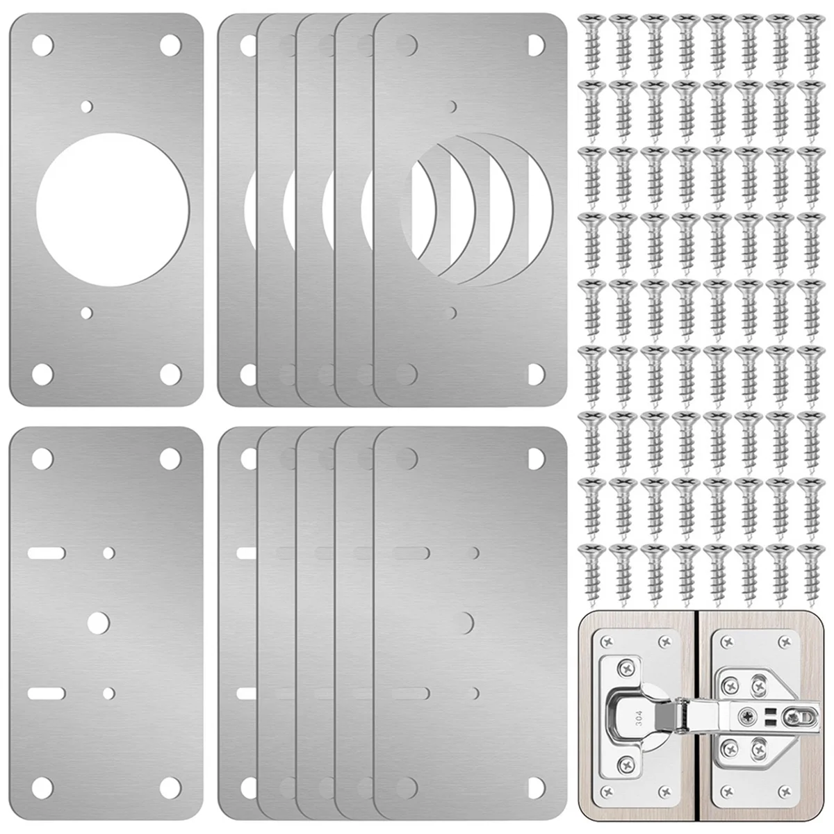 12-Pack Hinge Repair Kit - Cabinet Door Hinge Repair Plate Hinge Fixing Plate for Kitchen Cupboard Door Locker Cabinet